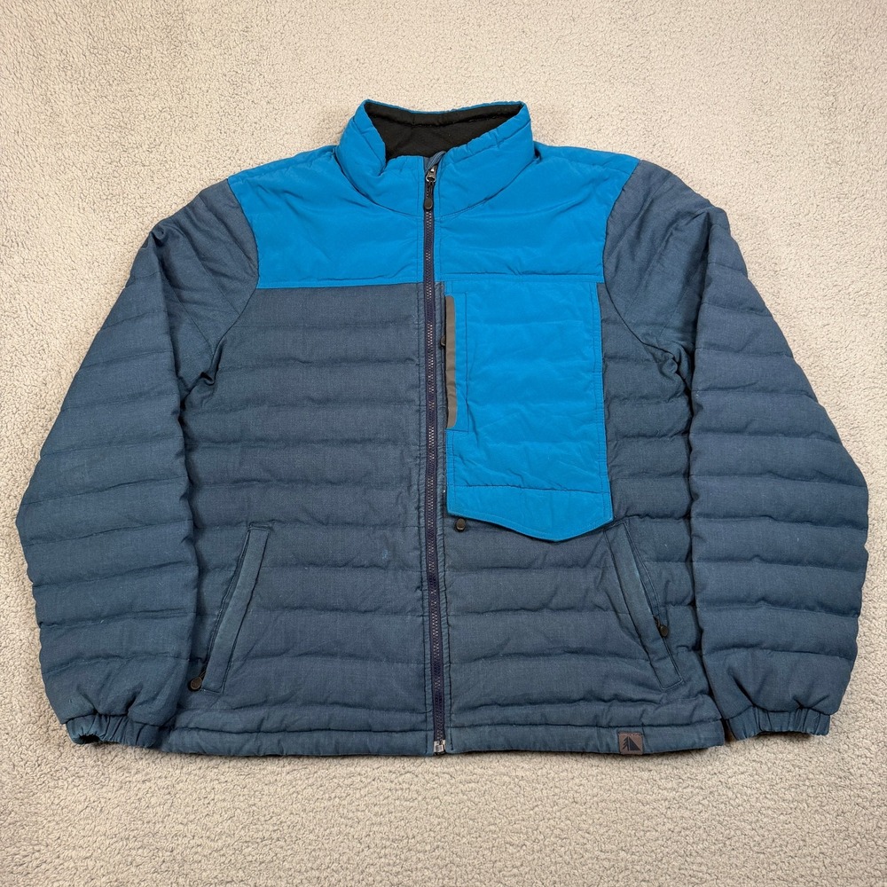 LL Bean Jacket Mens L Reg Blue Downtek Puffer Heavyweight Full Zip Warm